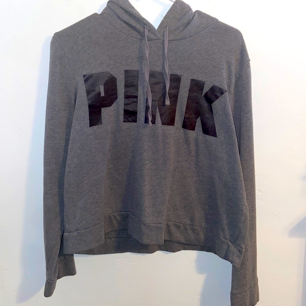 Grey and black, PINK sweatshirt, size L